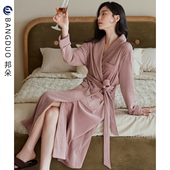 浴衣家居服 浴袍睡衣秋冬海岛绒大码 睡袍女冬季 珊瑚绒加厚加绒长款