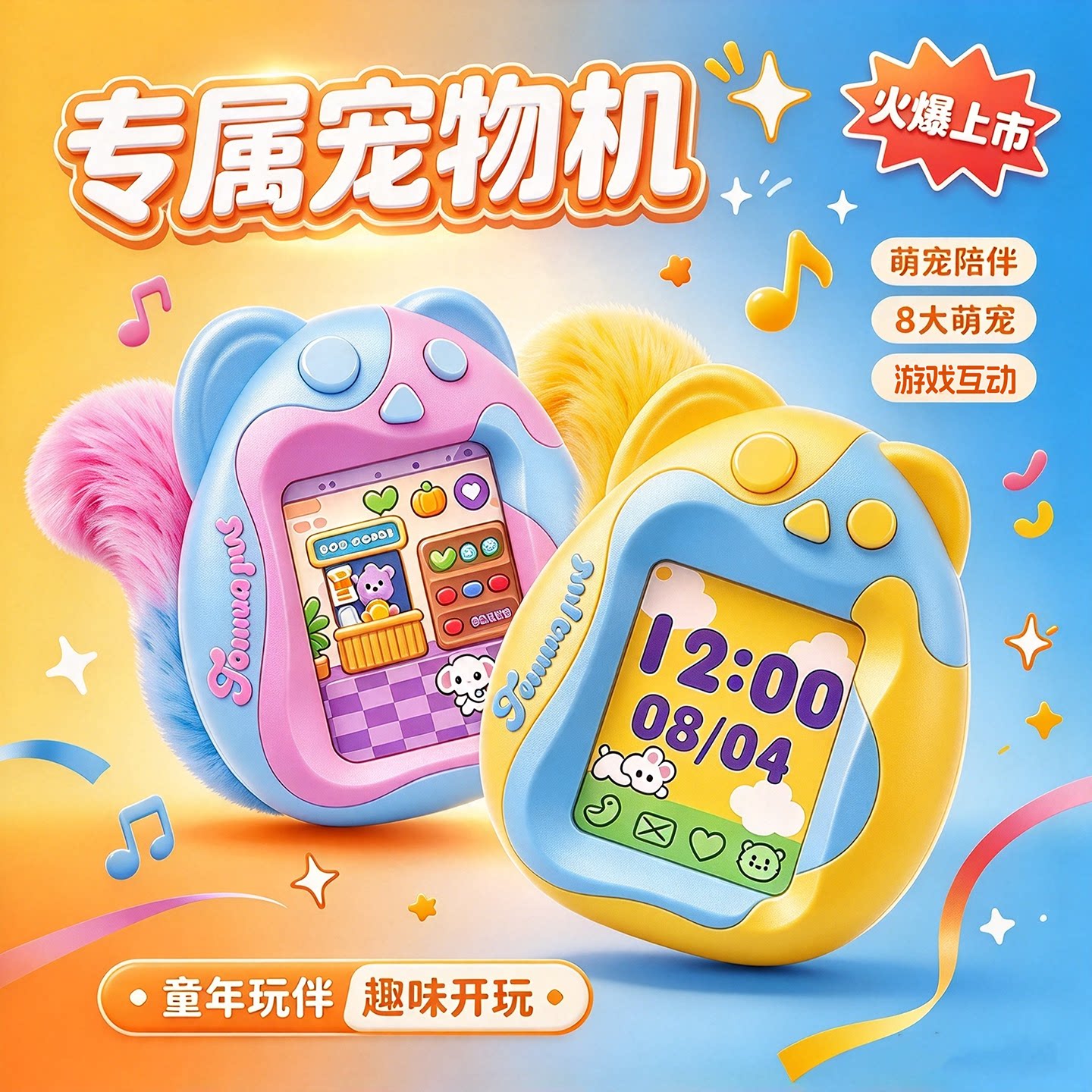 彩屏儿童电子宠物机掌上游戏机