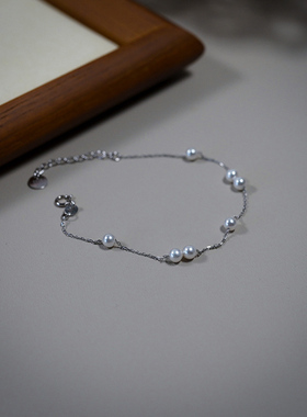 yeajewel手作七颗珍珠手链小baby珠简约迷你手串手环925银女30470