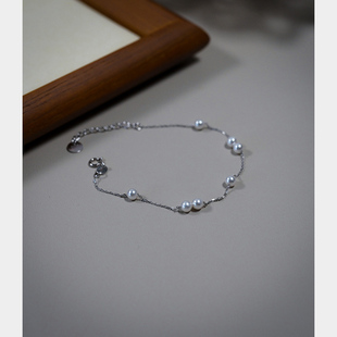 yeajewel手作七颗珍珠手链小baby珠简约迷你手串手环925银女30470
