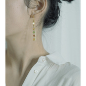 甜美复古彩色碧玺长耳链女925纯银流苏耳线气质小清新耳环女81103