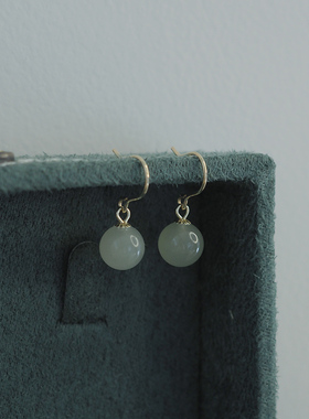 清冷感和田玉耳环简约新中式气质耳钩小众设计感轻奢耳饰女01108