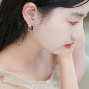 法式复古优雅青金石耳环14k包金耳挂耳钩简约气质高级感女508135