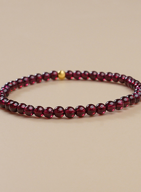 小众轻奢高级感手串纤细石榴石金珠单层手链叠戴气质手环女40521