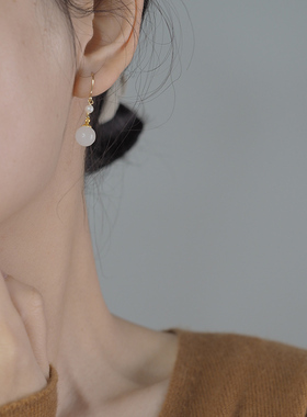 原创手作白玉珍珠14k包金耳环温柔淑女耳钩清新气质简约耳饰11262