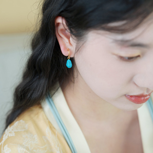 法式复古优雅仿绿松石耳夹无耳洞耳骨夹国潮少女多巴胺耳环510125