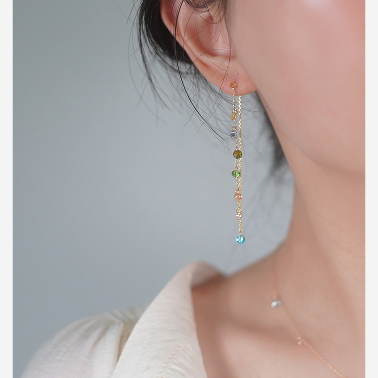 yeajewel原创设计感多巴胺彩色锆石耳线925银流苏少女长耳环30937,饰品/流行首饰/时尚饰品新,耳线,淘宝优惠券,粉丝福利购,淘宝优惠卷