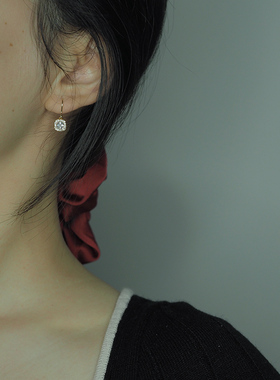 手作小方钻14k包金耳环小众气质耳钩ins风耳饰高级感轻奢女01273