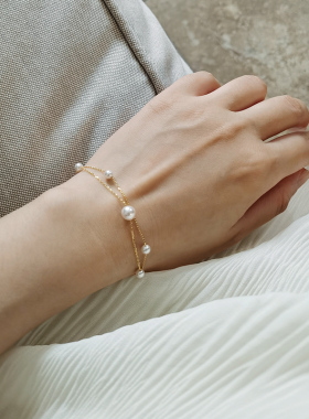 手作小众轻奢大小珍珠双层手链简约通勤手串精致手环气质女006120