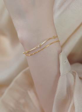 小众简约通勤百搭纤细双层银手链925纯银时尚高级感手环女505118