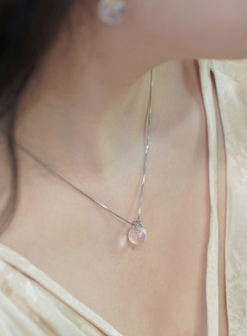 小众轻奢高级感王妃白水晶长项链925银时尚简约通勤锁骨链509156