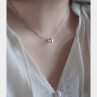 拉丝小银球项链小众气质简约百搭锁骨链925银通勤配饰轻奢女30865