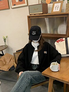 ADER春秋新款潮牌右上小狐狸头重工刺绣卫衣开衫男女情侣外套上衣