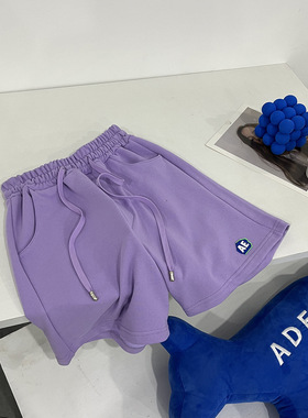 ADERa女款糖果色短裤夏季简约纯色男女情侣五分裤潮牌宽松休闲裤