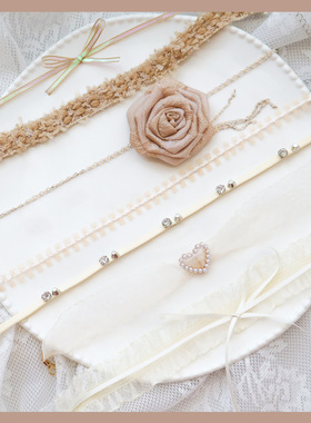 秋冬新款米色锁骨链气质玫瑰