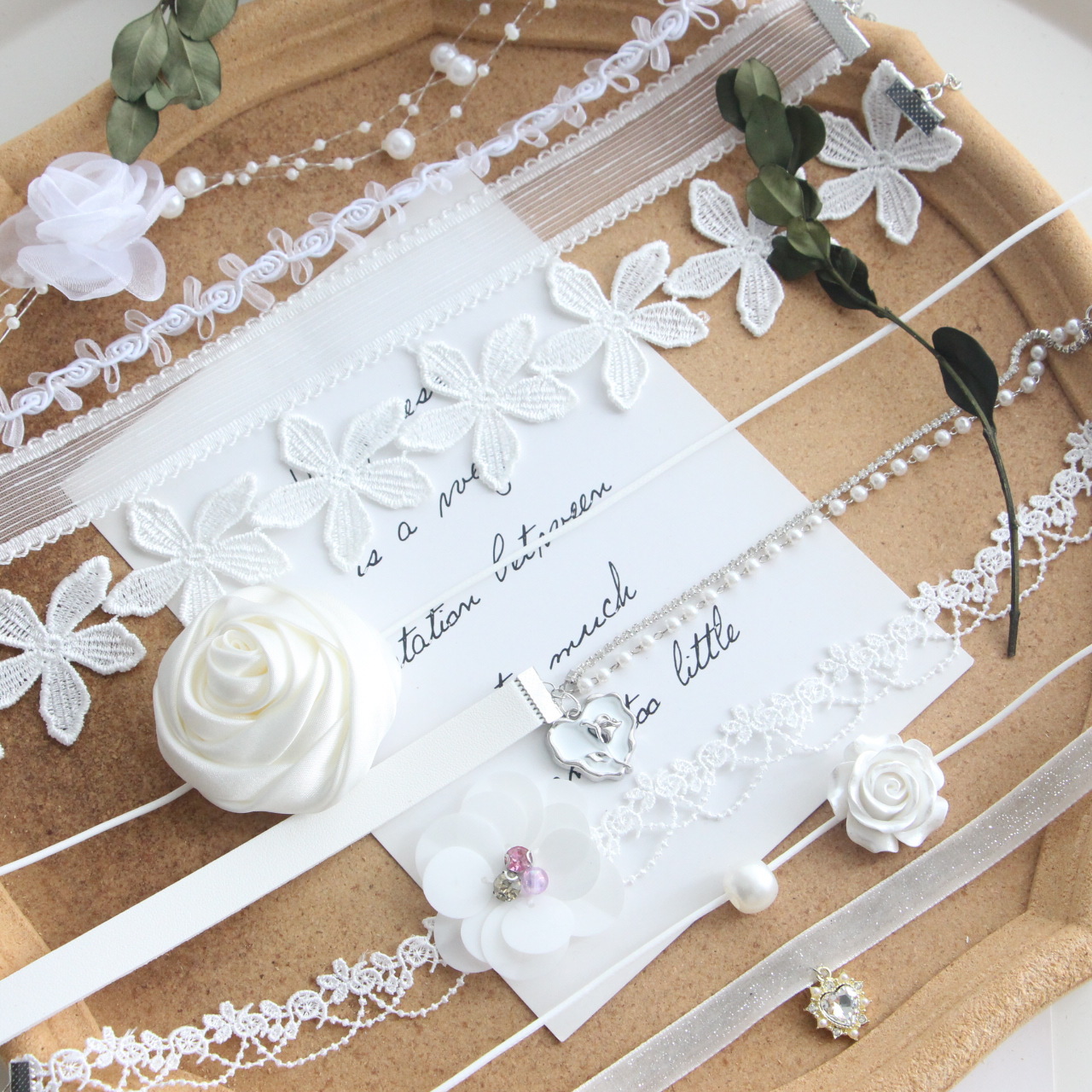 超仙纯欲风颈链chocker项圈玫瑰花朵珍珠锁骨链蕾丝绑带网红项链