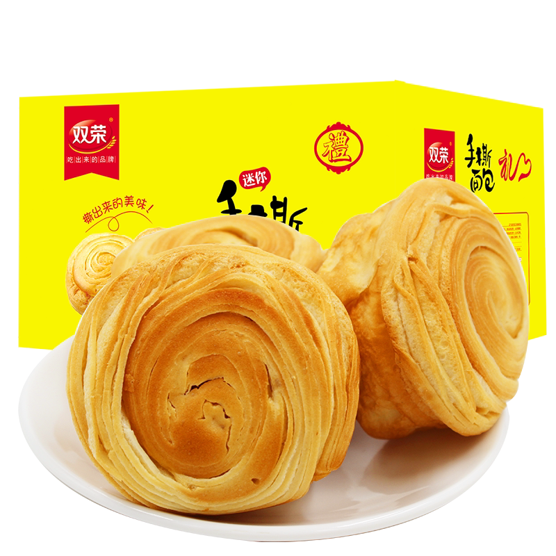 双荣手撕面包红豆味整箱营养早餐食品蛋糕点心奶香原味1kg/2kg