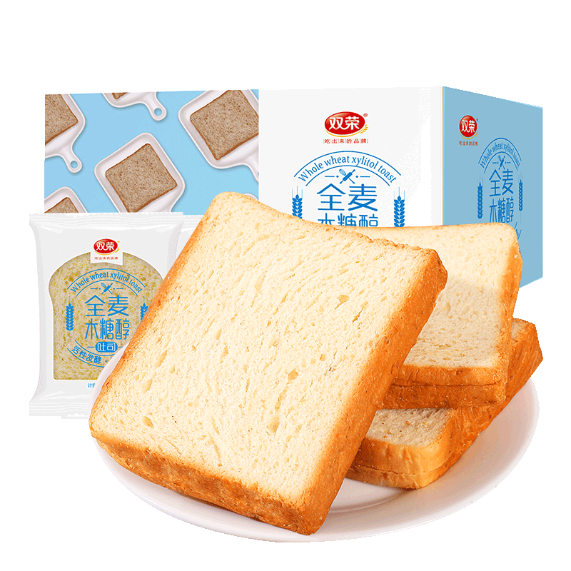 双荣全麦木糖醇吐司面包切片红豆面包早餐代餐食品中老年蛋糕食品