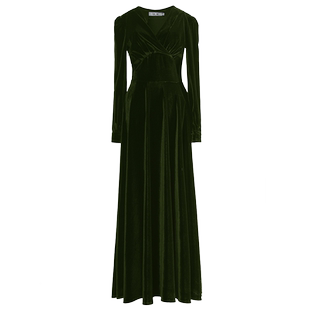 贵夫人金丝绒连衣裙女长款2025春装新款遮肉高贵气质收腰显瘦长裙