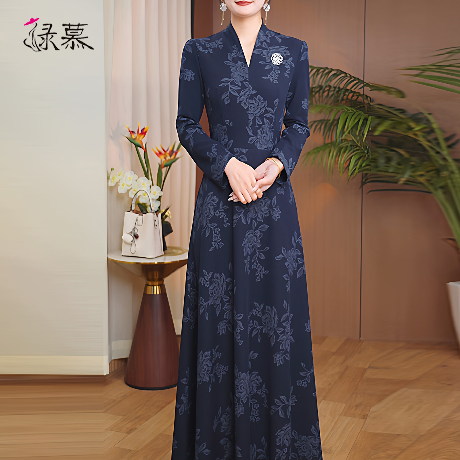 新款贵夫人轻奢气质显瘦长裙