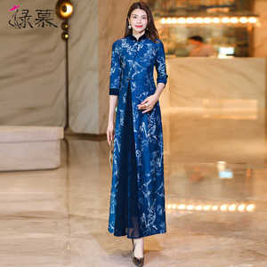 新中式国风改良连衣裙高端精致2026春秋新款气质显瘦超长裙到脚踝