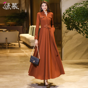 高级感正式场合连衣裙女2026秋装新款高端时尚气质显瘦长袖连身裙