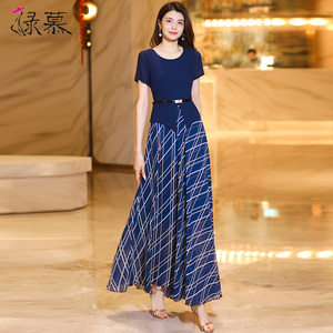 高级感假两件连衣裙夏季2026女新款高档精致收腰气质到脚踝长裙