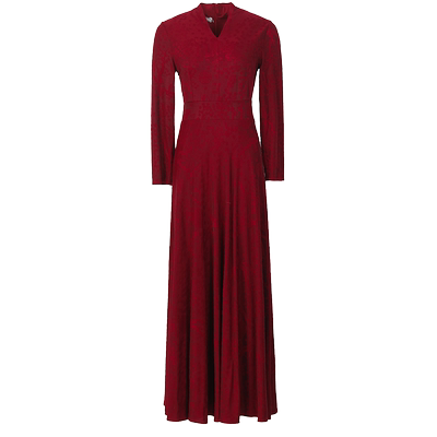 酒红色贵夫人显瘦长裙