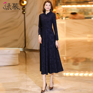 高级感连衣裙2026春秋新款高端气质名媛女神范收腰显瘦过膝长裙子