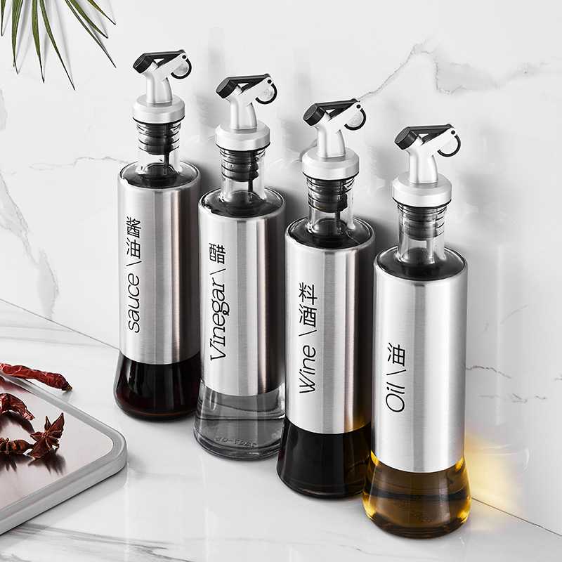 不锈钢玻璃油壶醋壶厨房油罐防漏酱油醋调料瓶酱油瓶控油家用套装,厨房/烹饪用具,油壶,淘宝优惠券,粉丝福利购,淘宝优惠卷