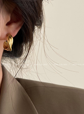 eleven925银针复古麻花耳环2024年新款爆款圈圈耳饰高级感耳圈女