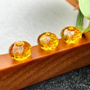 黄水晶切面扁珠巴西黄刻面散珠算盘珠DIY手工串珠手链项链饰品