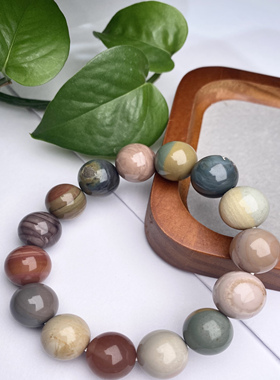 天然阿拉善原石圆珠单圈手链