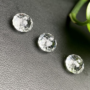 白水晶切面扁珠刻面无暇散珠算盘珠DIY手工串珠手链项链饰品配珠