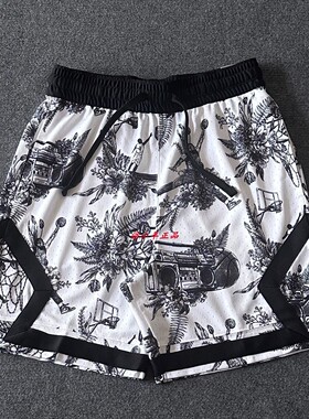 NIKE耐克男子时尚印花宽松透气舒适训练运动五分裤FV8615-100