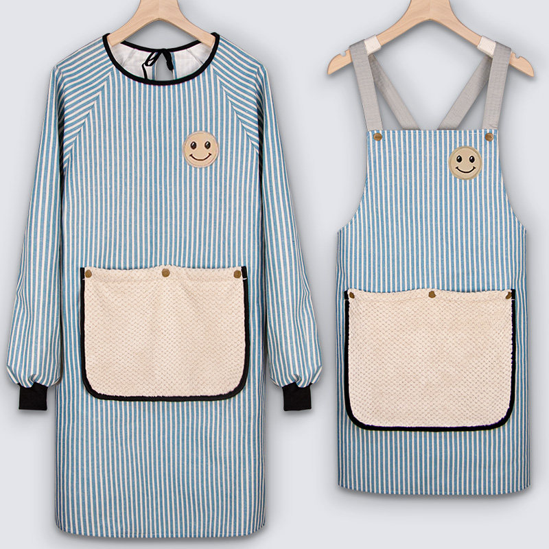 时尚可擦手长袖围裙女家用工作服