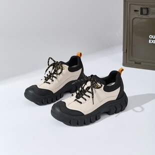 低帮徒步登山鞋女2026新款户外复古百搭运动鞋厚底防滑增高马丁靴