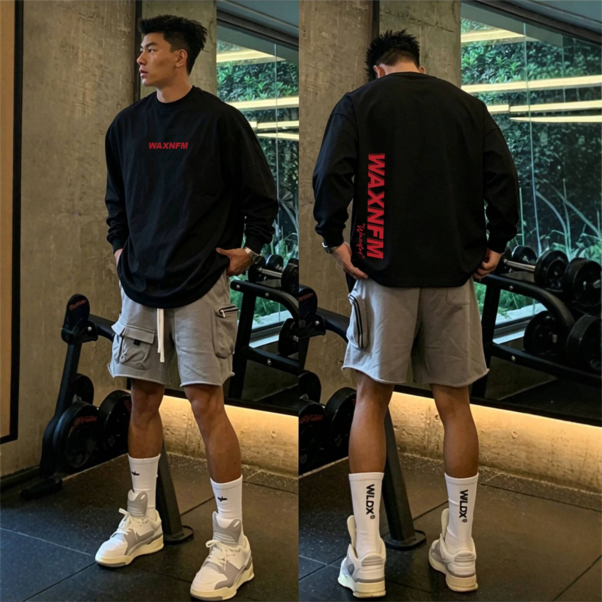 美式潮牌高街高级字母长袖T恤男T恤