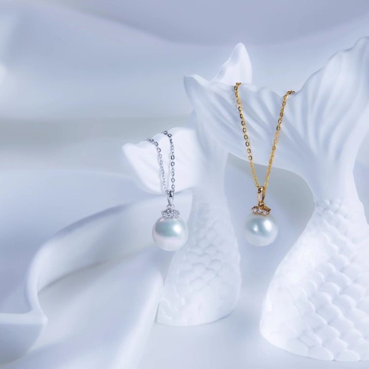 澳白海水珠18k金钻石睫毛款吊坠