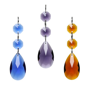 彩色八角珠+38mm大号网形玻璃吊坠水滴灯饰门帘子装饰水晶灯婚庆