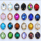 18mm金托爪尖底异型玻璃水钻水晶吊坠项链手链配件椭圆形单吊