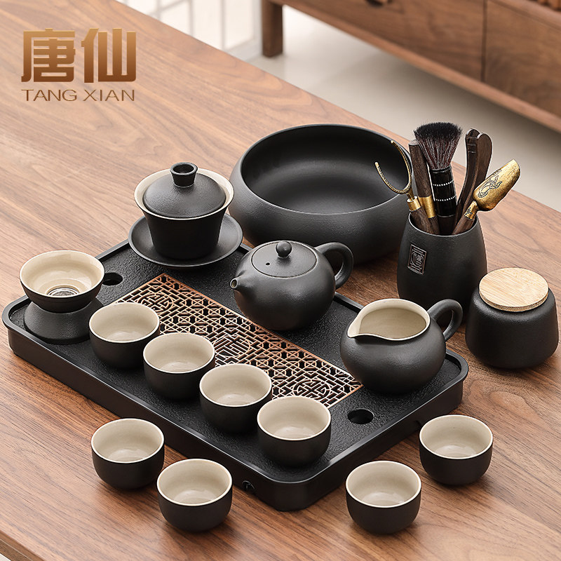 唐仙功夫茶具套组黑陶茶壶茶杯套装家用高档泡茶壶西施壶2025新款
