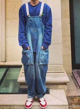 BTTJOB NAVAL DUNGAREE DENIM#丹宁牛仔磨破背带牛仔裤#阿美咔叽