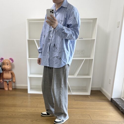 BTTJOB潮牌满印纯棉贝壳纽扣衬衫