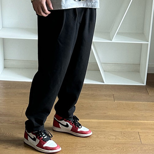 CLEANFIT 黑色折痕垂感直筒休闲裤 TWO PANTS $不吸毛 TUCK BTTJOB