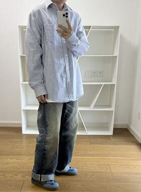 BTTJOB STANDARD SHIRT陈冠希贝壳纽扣宽松舒适翻领长袖复古衬衫