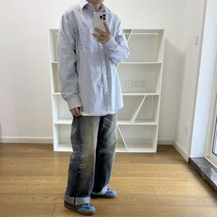 复古衬衫 SHIRT陈冠希贝壳纽扣宽松舒适翻领长袖 STANDARD BTTJOB