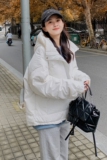 白色短款连帽羽绒服女2024冬季新款小个子学院风90白鸭绒加厚外套，女装羽绒服，浙宝180A