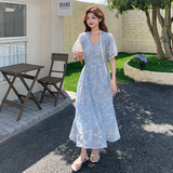 法式少女风米色连衣裙女夏2025新款减龄甜美独特漂亮绝美显瘦裙子，女装连衣裙，浙宝180A