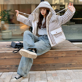 新款现货！冬季短款韩版条纹羽绒服浙宝180A/货号8882/p368控488，女装羽绒服，浙宝180A